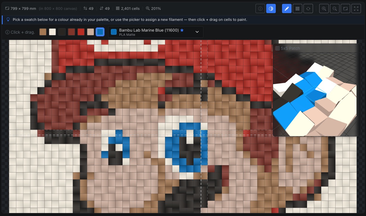 Live canvas preview updating as you adjust settings
